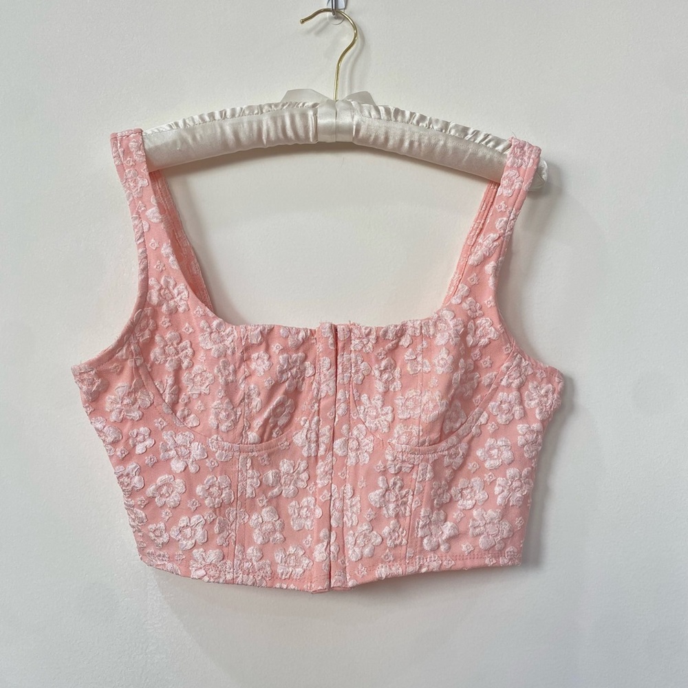 Baby pink floral cropped corset